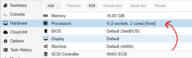 Select your VM and then Hardware tab